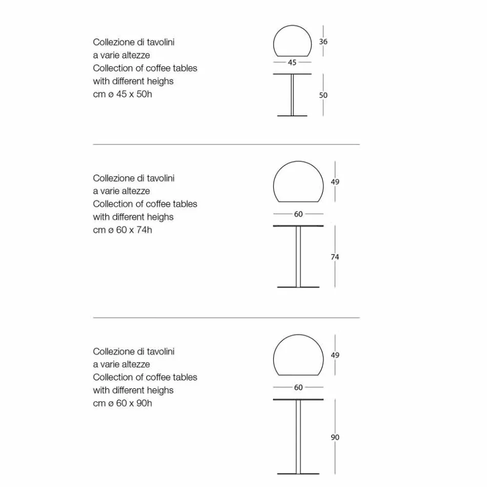 Table basse de jardin en métal coloré de conception moderne en 3 tailles - Cettina Viadurini