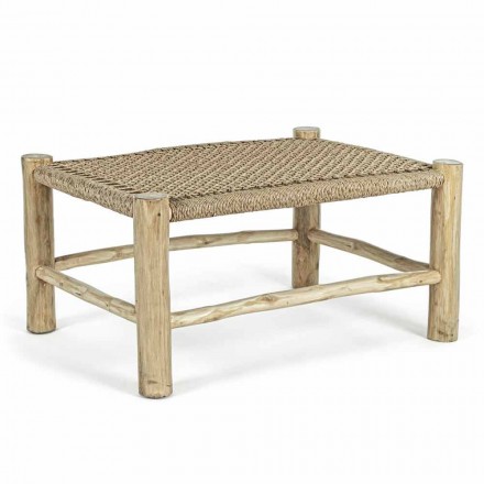 Table basse de jardin en branches de teck avec plateau en fibre tissée - Tecno Viadurini