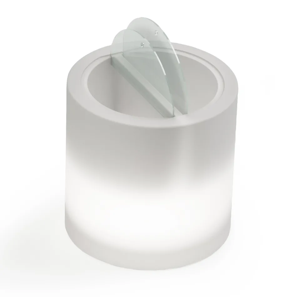 Table basse de jardin lumineuse en polyéthylène blanc Made in Italy - Trek Viadurini