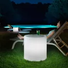 Derti - Table de jardin lumineuse en polyéthylène nacré, fabriquée en Italie Viadurini