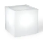 Derti - Table de jardin lumineuse en polyéthylène nacré, fabriquée en Italie Viadurini