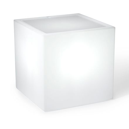 Derti - Table de jardin lumineuse en polyéthylène nacré, fabriquée en Italie Viadurini