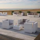 Table basse de jardin carrée en polyéthylène Made in Italy - Macao Viadurini