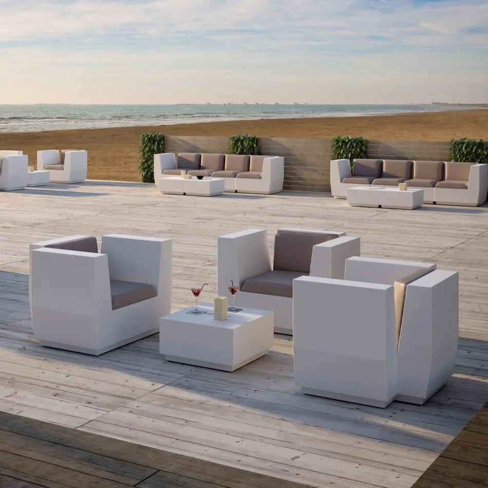 Table basse de jardin carrée en polyéthylène Made in Italy - Macao Viadurini