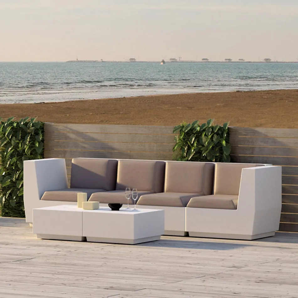 Table basse de jardin carrée en polyéthylène Made in Italy - Macao Viadurini