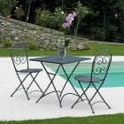 Table Basse de Jardin Carrée Pliante en Fer Gris Anthracite - Zoubiba Viadurini