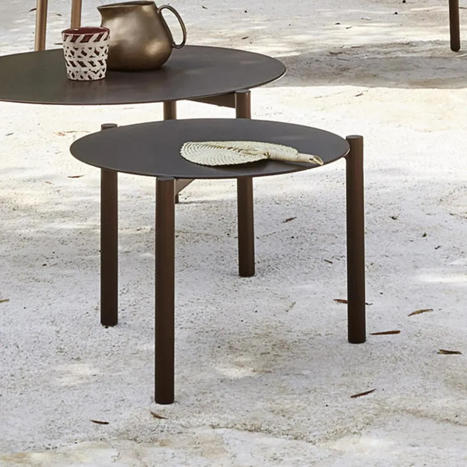Table basse de jardin ronde en aluminium peint - Bahia by Varaschin Viadurini