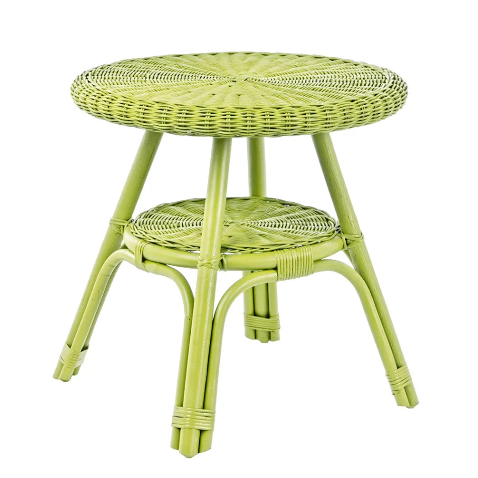 Table basse de jardin ronde en rotin design, diamètre 52 cm - Favolizia Viadurini