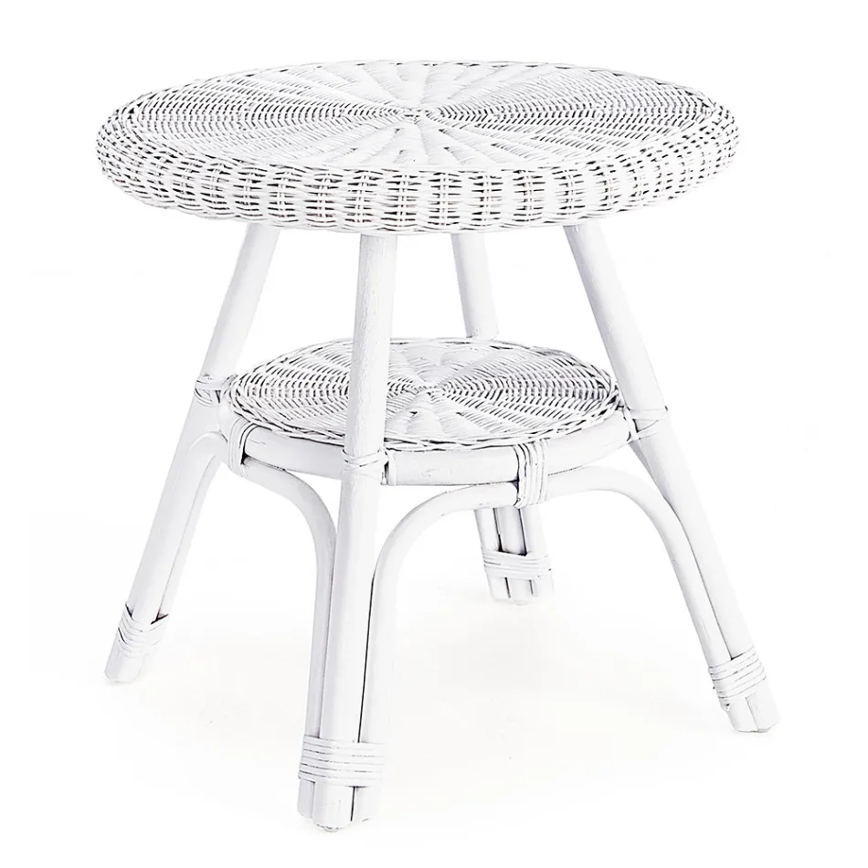 Table basse de jardin ronde en rotin design, diamètre 52 cm - Favolizia Viadurini