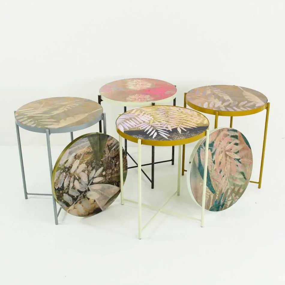 Table basse intérieure ou extérieure avec structure métallique fabriquée en Italie - Carim Viadurini