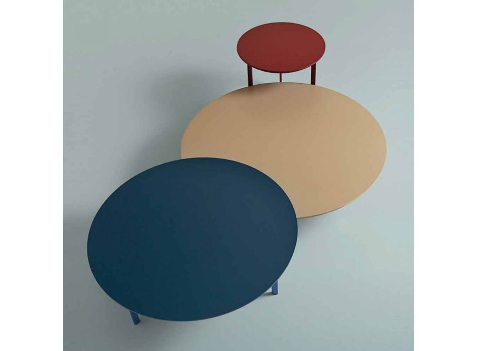 Table basse 3 pieds en acier et plateau en bois coloré - Jolie Viadurini