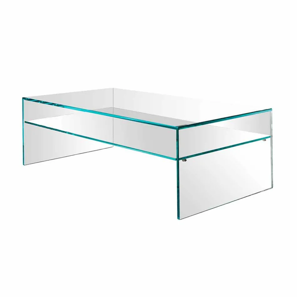 Table basse Bridge en verre extra-clair Made in Italy - Tifrana Viadurini