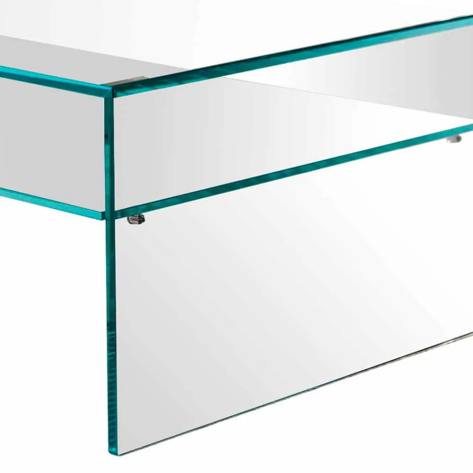 Table basse Bridge en verre extra-clair Made in Italy - Tifrana Viadurini