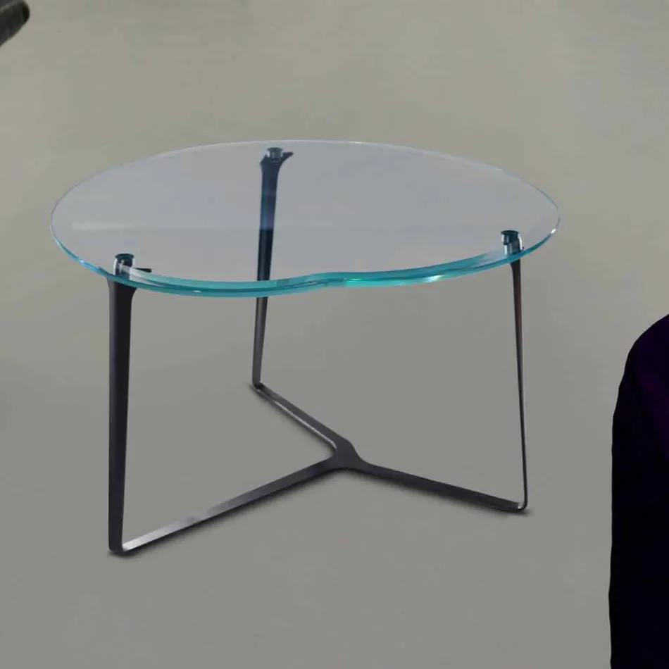 Table basse artisanale en verre et acier fabriquée en Italie - Alicante Viadurini