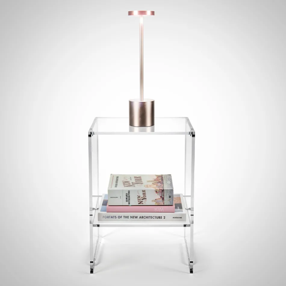 Table basse avec 1 étagère en plexiglas transparent fabriquée en Italie - Mulan Viadurini