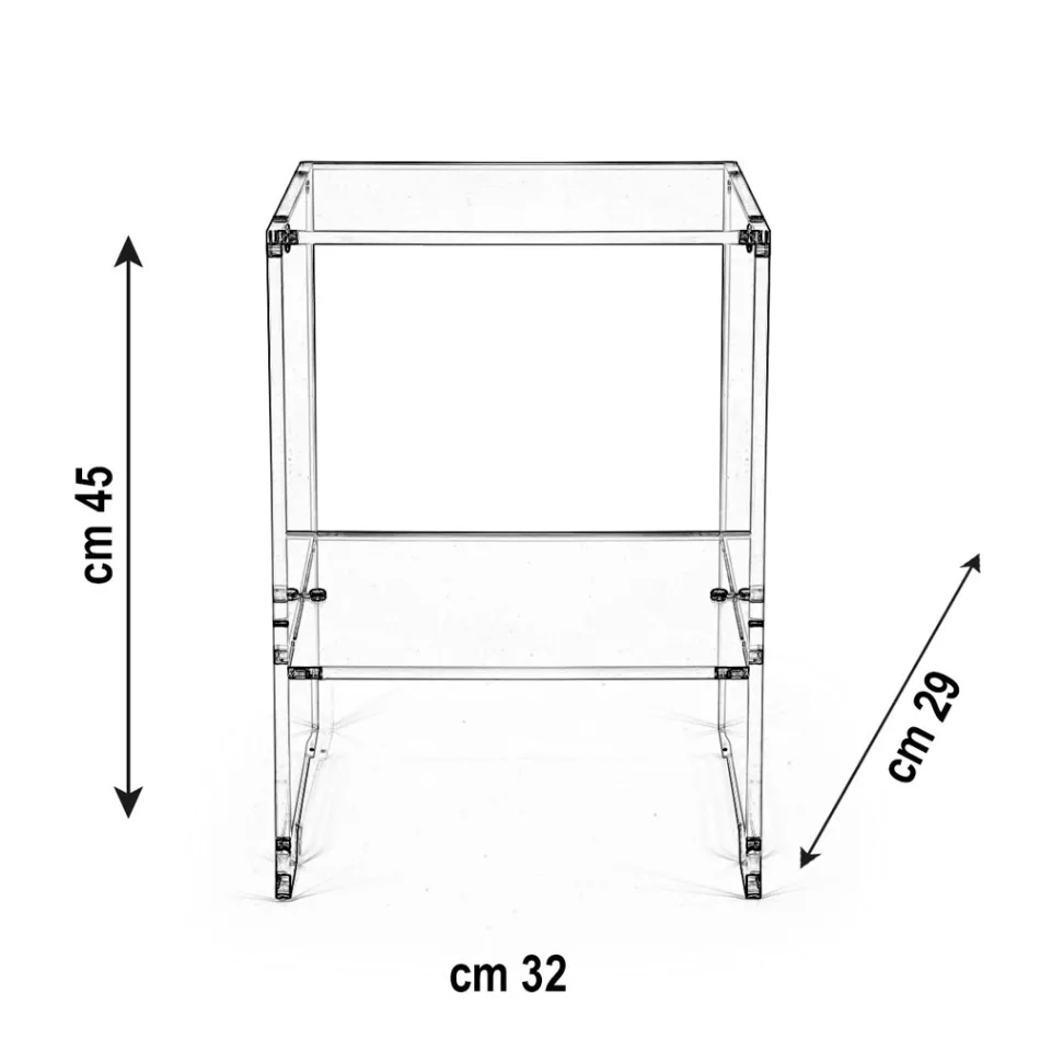Table basse avec 1 étagère en plexiglas transparent fabriquée en Italie - Mulan Viadurini