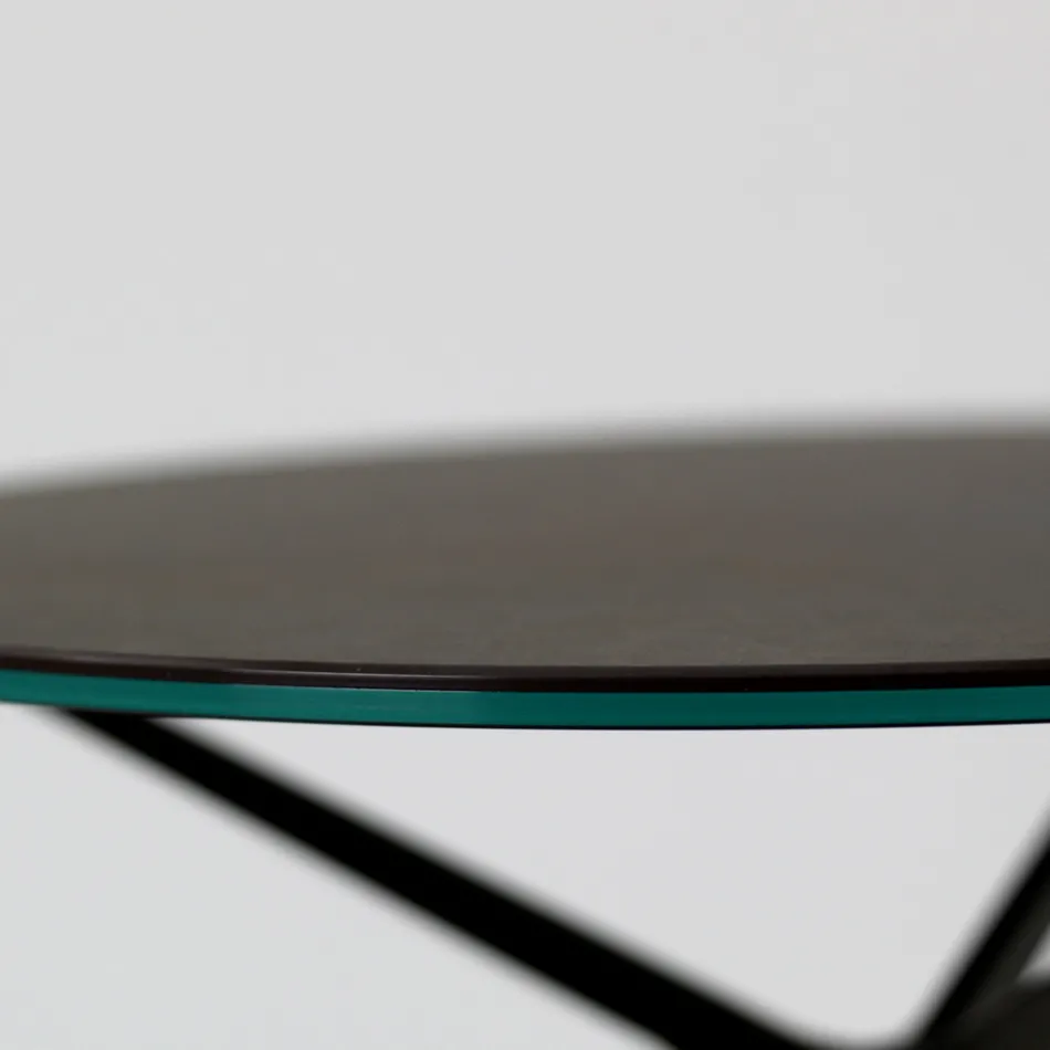 Table basse avec plateau rond en grès cérame Made in Italy - Siste Viadurini