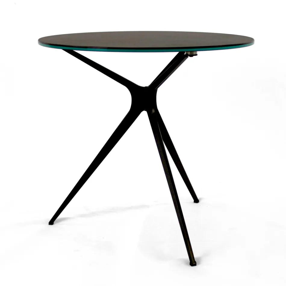 Table basse avec plateau rond en grès cérame Made in Italy - Siste Viadurini
