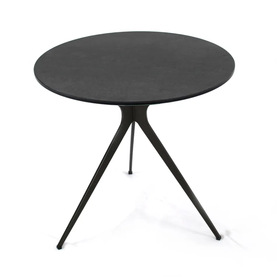Table basse avec plateau rond en grès cérame Made in Italy - Siste Viadurini
