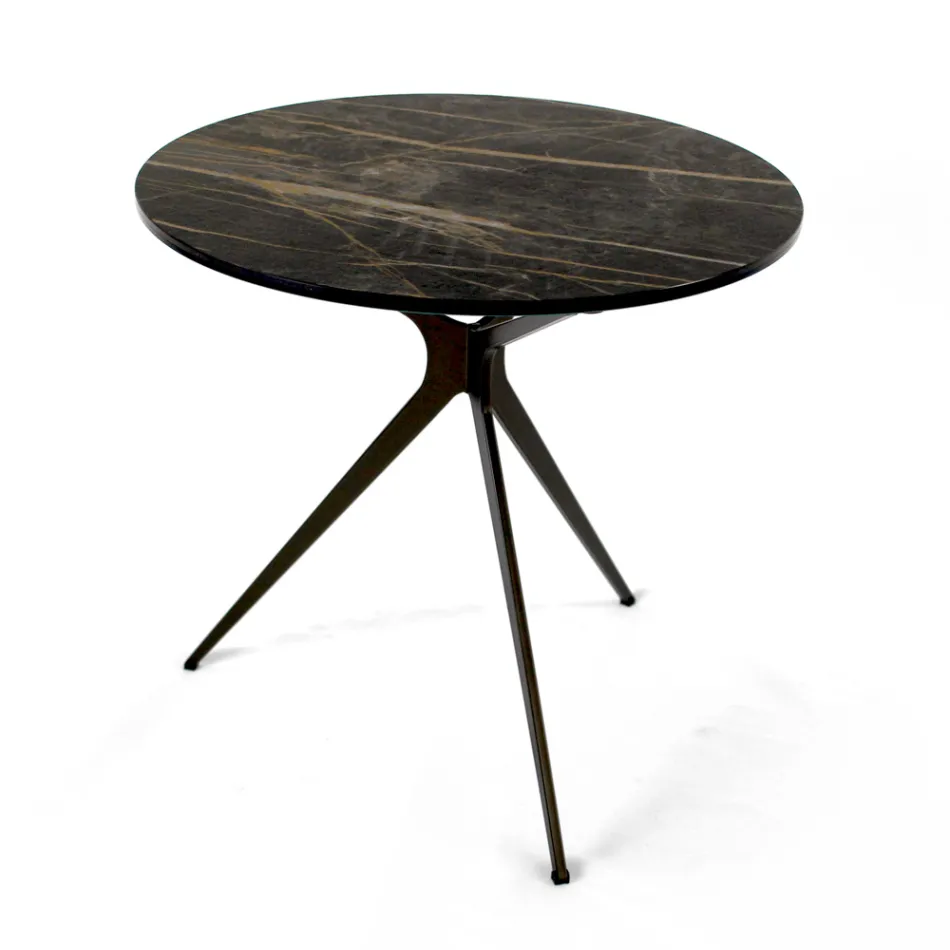 Table basse avec plateau rond en grès cérame Made in Italy - Siste Viadurini