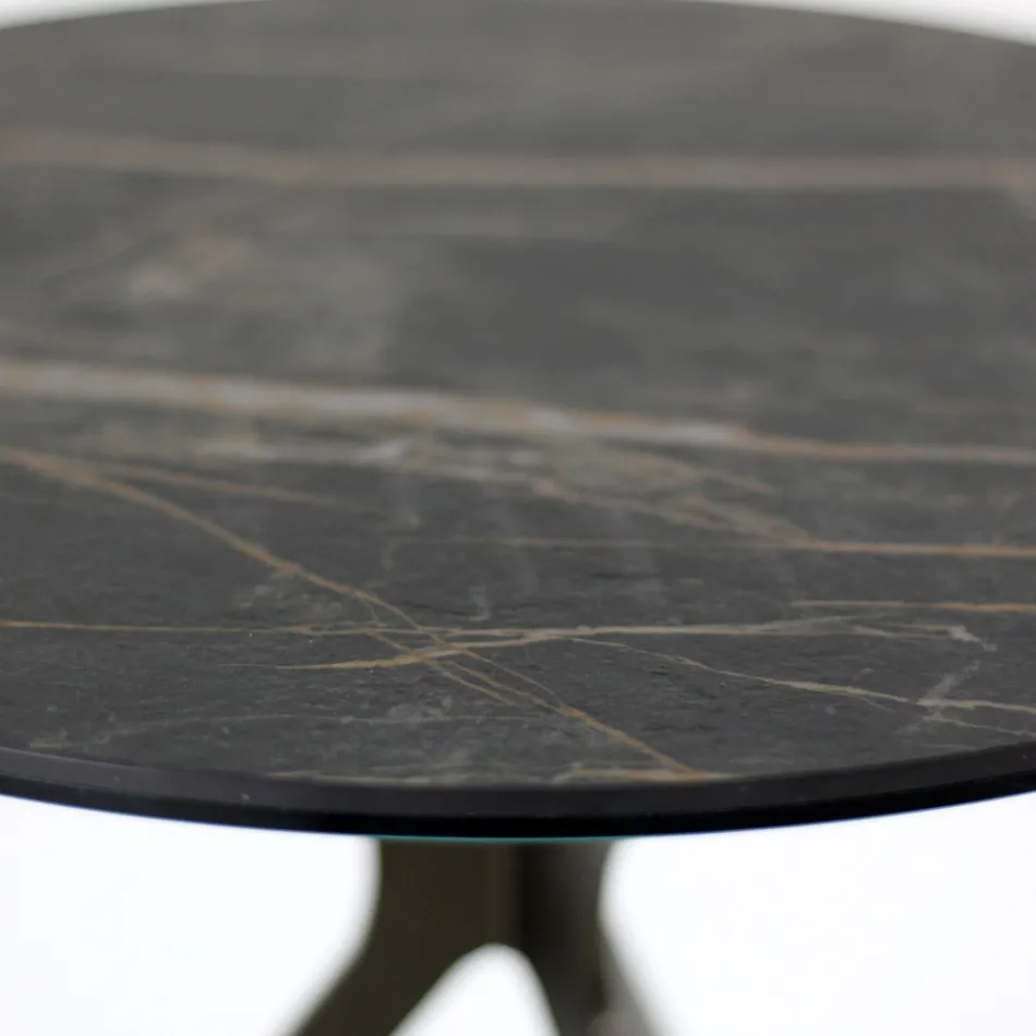 Table basse avec plateau rond en grès cérame Made in Italy - Siste Viadurini