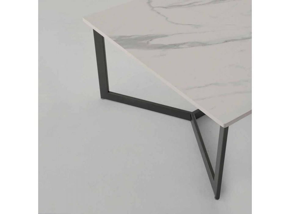 Table basse avec plateau en Hpl effet marbre blanc Made in Italy - Indio Viadurini