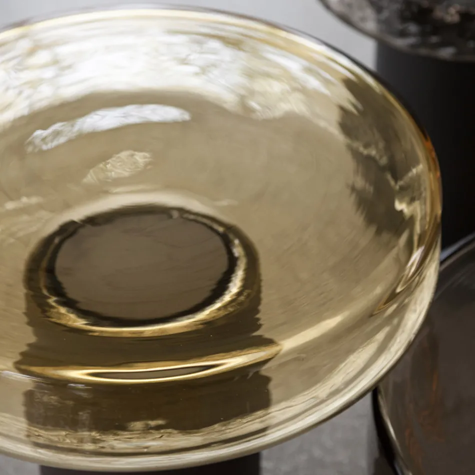 Table basse avec plateau en verre et base en métal fabriquée en Italie - Batulla Viadurini