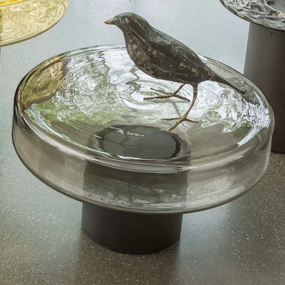 Table basse avec plateau en verre et base en métal Made in Italy - Batulla Viadurini