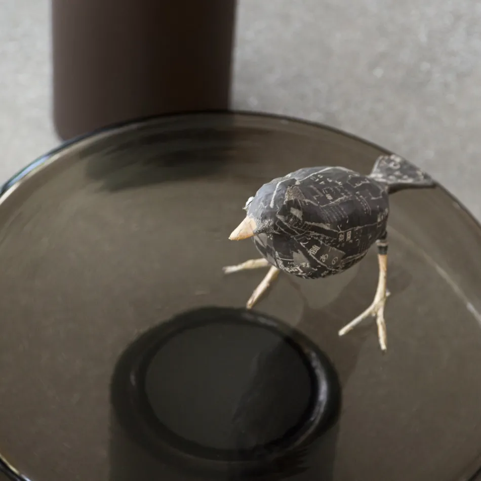 Table basse avec plateau en verre et base en métal fabriquée en Italie - Batulla Viadurini