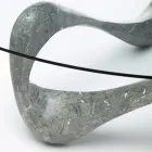 Table basse avec plateau en verre et base en pierre fossile - Californie Viadurini