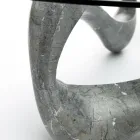 Table basse avec plateau en verre et base en pierre fossile - Californie Viadurini