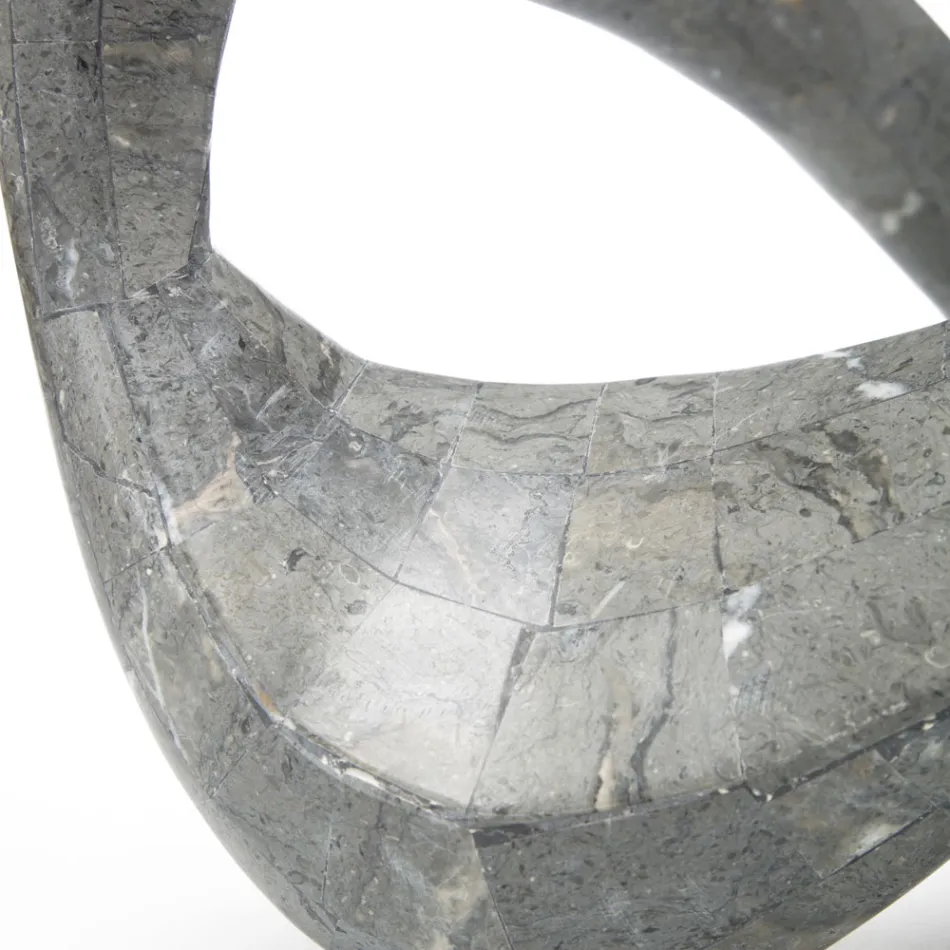 Table basse avec plateau en verre et base en pierre fossile - Californie Viadurini