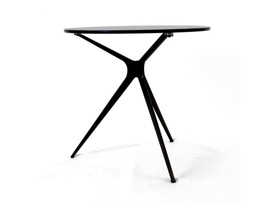 Table basse avec plateau rond en verre et 3 pieds fabriquée en Italie - Siste Viadurini