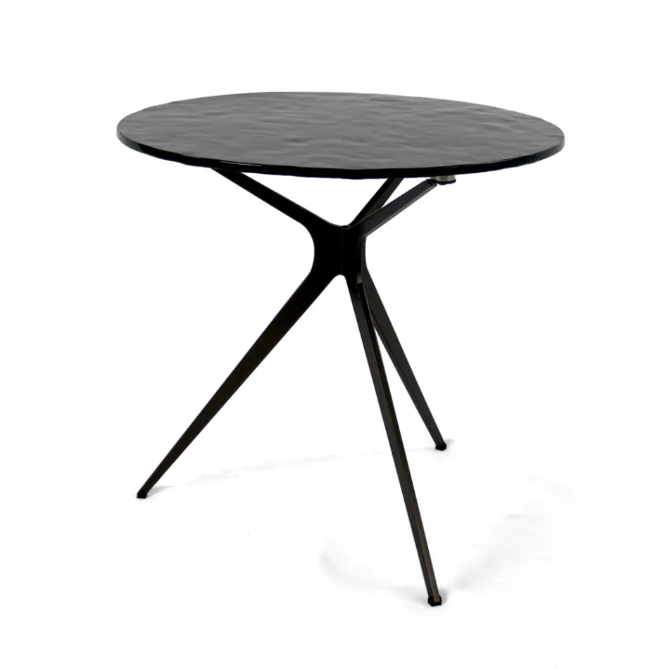 Table basse avec plateau rond en verre et 3 pieds fabriquée en Italie - Siste Viadurini