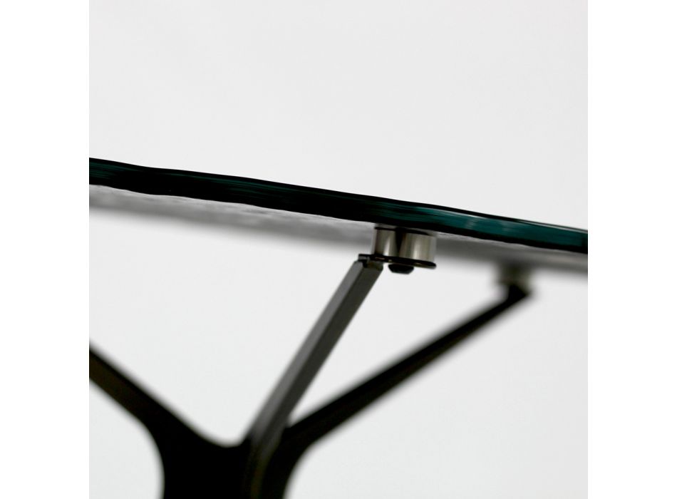 Table basse avec plateau rond en verre et 3 pieds fabriquée en Italie - Siste Viadurini