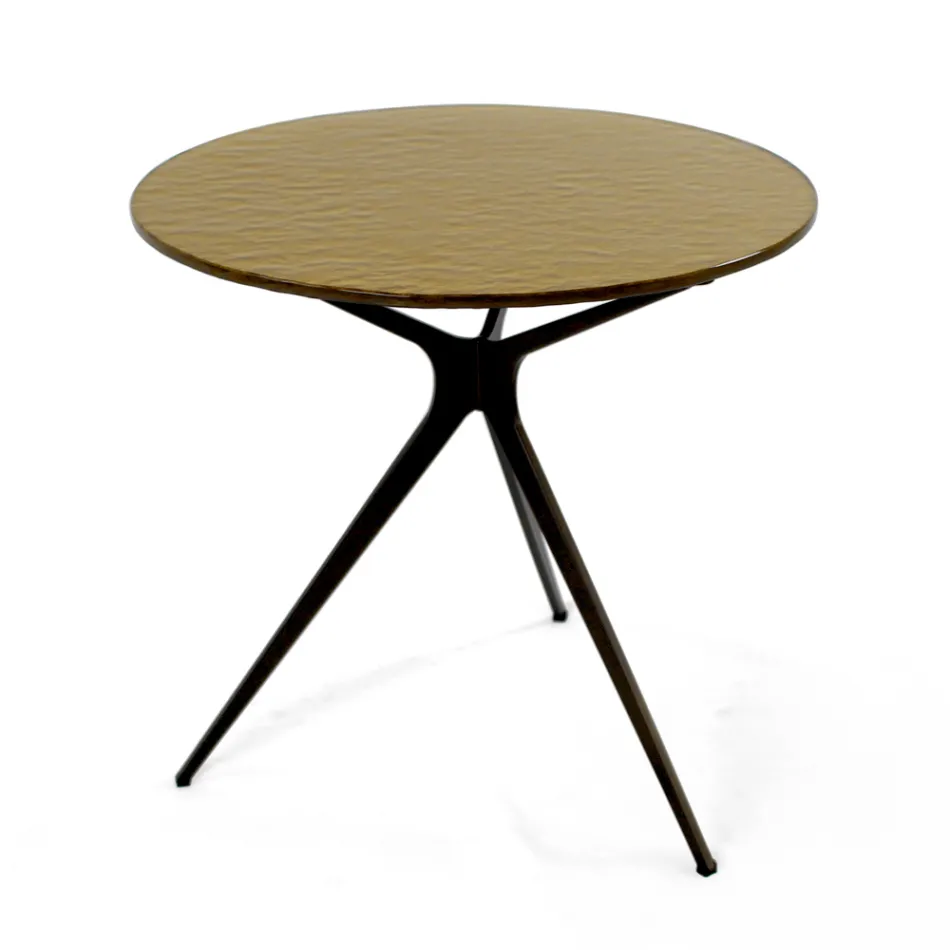 Table basse avec plateau rond en verre et 3 pieds fabriquée en Italie - Siste Viadurini