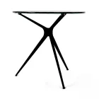 Table basse avec plateau rond en verre et 3 pieds fabriquée en Italie - Siste Viadurini