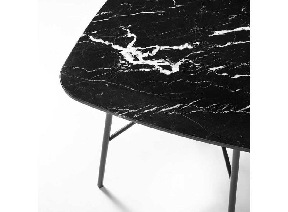 Table basse avec plateau carré en marbre Made in Italy - Makino Viadurini