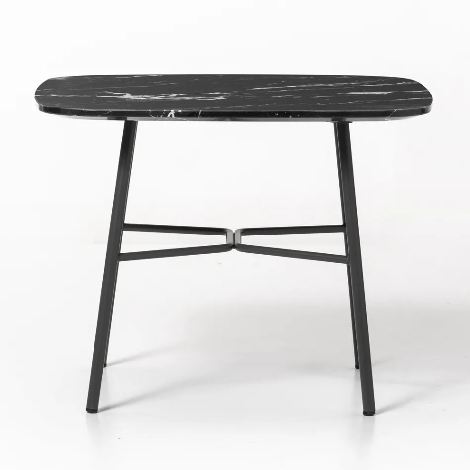 Table basse avec plateau carré en marbre Made in Italy - Makino Viadurini