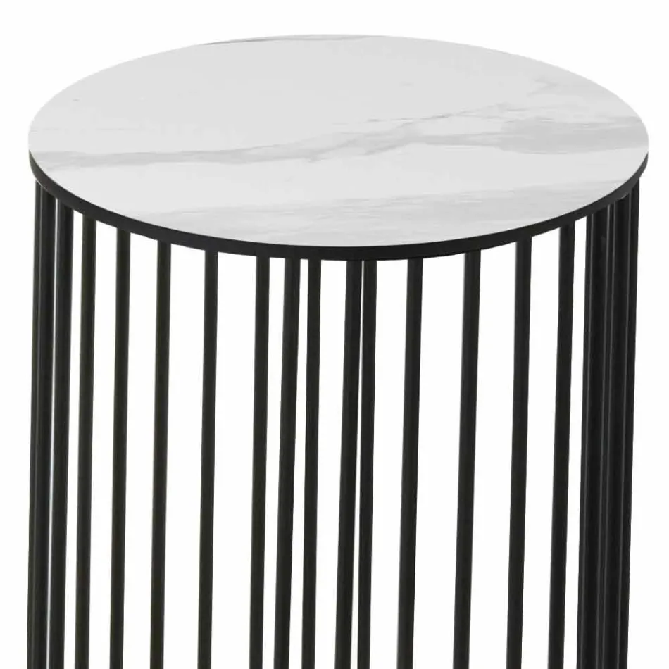 Table basse avec plateau rond en céramique Made in Italy - Montebianco Viadurini