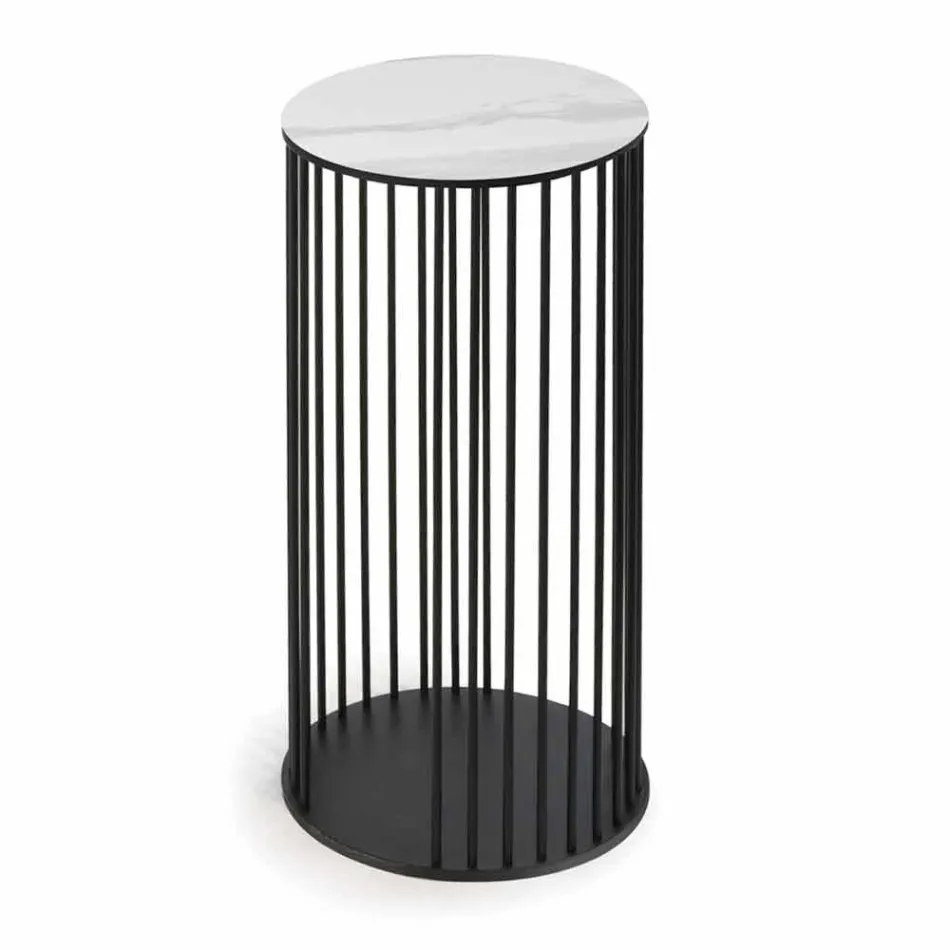 Table basse avec plateau rond en céramique Made in Italy - Montebianco Viadurini