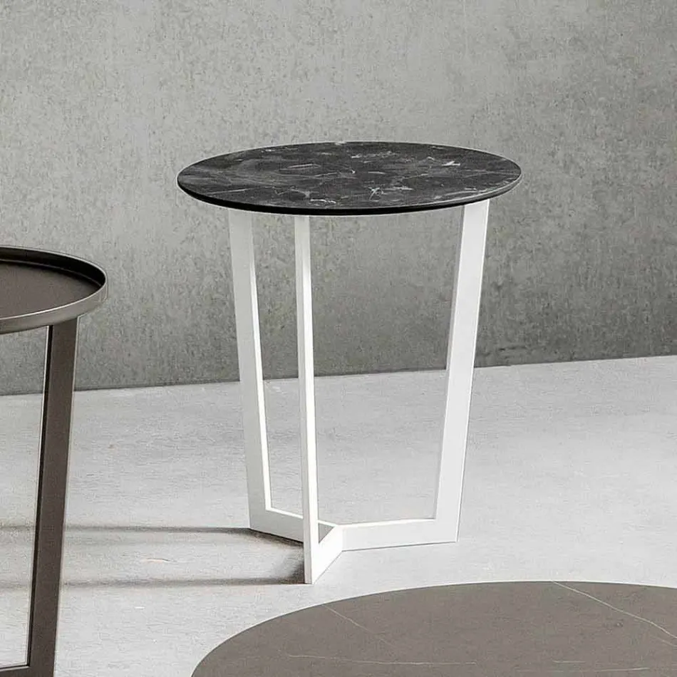 Table basse avec plateau rond en HPL laminé Made in Italy - Mina Viadurini