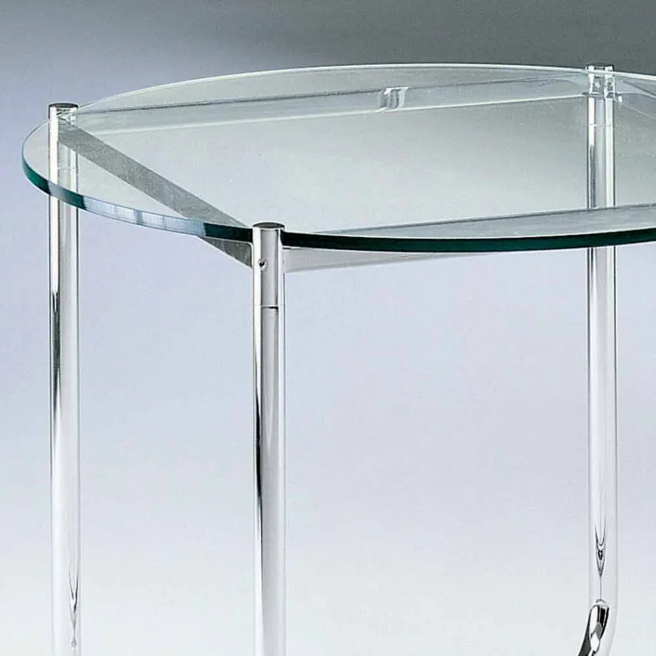 Table basse avec plateau rond en verre Made in Italy - Costanza Viadurini