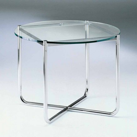 Table basse avec plateau rond en verre Made in Italy - Costanza Viadurini