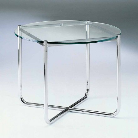 Table basse avec plateau rond en verre Made in Italy - Costanza Viadurini