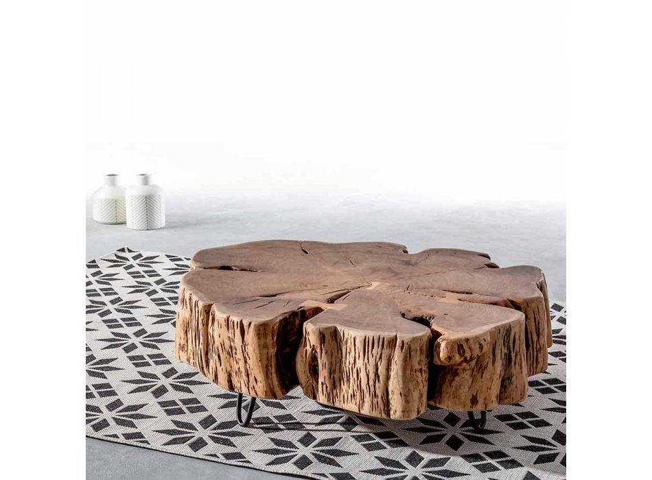 Table basse Homemotion avec plateau en bois d'acacia - Nabucco Viadurini