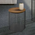 Table basse avec plateau rond en bois Made in Italy - Montebianco Viadurini