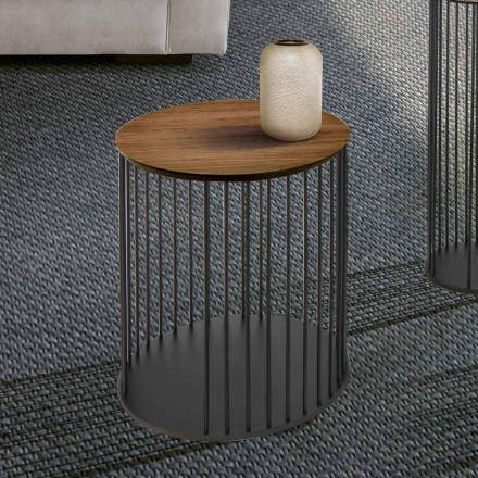 Table basse avec plateau rond en bois Made in Italy - Montebianco Viadurini