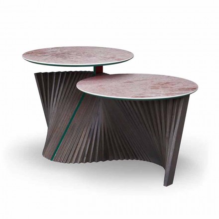 Table basse design avec 2 plateaux ronds en grès Made in Italy - Stockholm Viadurini