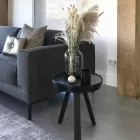 Table basse design avec plateau rond et pieds en bois massif - Salerno Viadurini